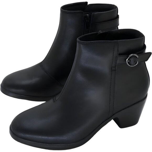 Clarks Charlten Gema Leather Block Heel Ankle Bootie Black Women's US 5.5M - Picture 2 of 6